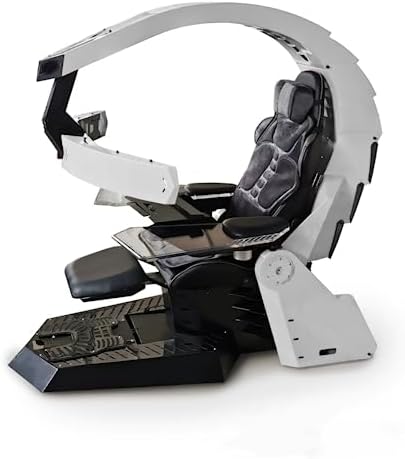 Office Chair Comfortable Video Gaming Chair Gaming Computer Cockpit Luxurious Gaming Chair Game Cockpit Boss Chair Game Chair Ergonomic Zero gravity computer cockpit workstation (white)