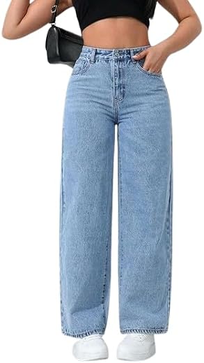 High-Waisted Wide-Leg Jeans Featuring a Relaxed fit Silhouette and Classic Denim for Versatile Casual wear