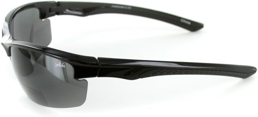 Creekside Wrap-Around Polarized Bifocal Sport Safety Reading Sunglasses for Youthful, Active Men and Women (Black/Smoke +2.50)