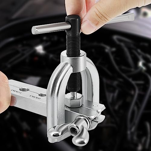 Flexzion DIN/ISO Bubble Flare Remleiding Flaring Tool Kit met 4.75 (CNF-3), 6 (CNF-4), 8, 10mm Adapters Dies Metrische Europese Automotive Koper Staal Aluminium Brandstof Hydraulische Tubing Fitting