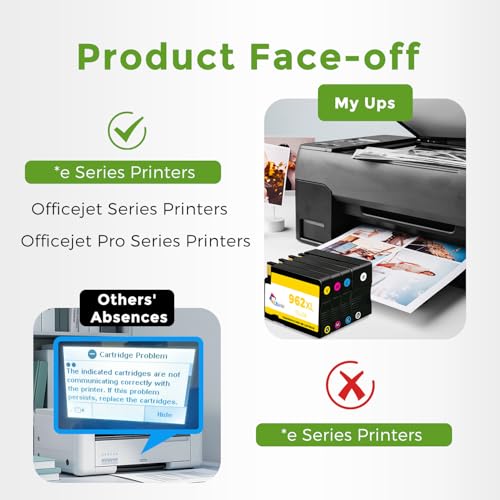 Image of 962XL Ink Cartridges Combo Pack 9015e 9010 Replacement for HP 962 XL Ink | Upgraded Chip HP962 HP962XL High Yield & Vivid Color Use for OfficeJet Pro 9015e 9010e 9018e 9012e 9020e 9025e 9028e Printer