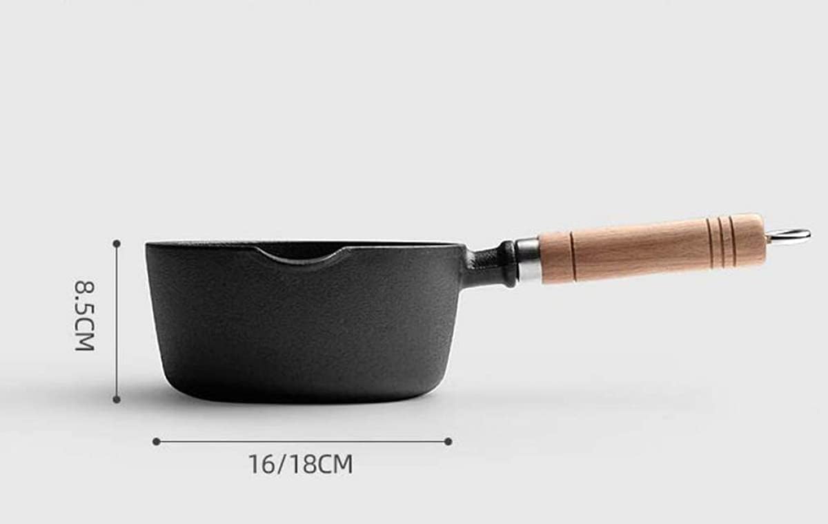 qiuqiu Cast Iron Milk Pot Uncoated Soup Pot Non-Stick Small Pot of Hot Milk Noodle Pot Deep Fryer-18cm