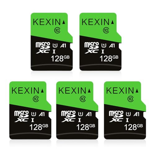 Image of KEXIN 128GB Micro SD Card 5 Pack with SD Adapter microSDXC Memory Card UHS-I C10 U1 Micro SD Card Full HD High Speed TF Card for Tablet Action Camera Dash Cam Drone Game Console, 128 G 5 Pack