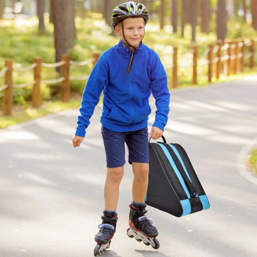 GAOUTO Rollschuh Tasche, Schlittschuhtasche aus Oxford-Stoff, Ice Skate Bag mit Verstellbar Trageriemen, Tragbare Skischuhtasche, Atmungsaktive Eislauftasche Geeignet für Damen, Herren, Kinder, Blau