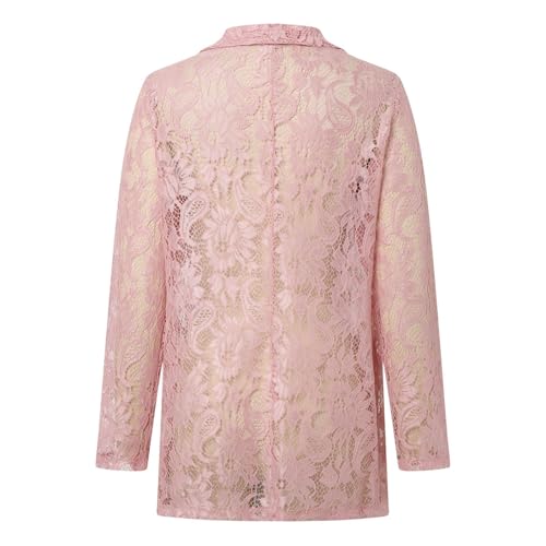 Women's Lace Open Front Long Sleeve Sheer Elegant Casual Blazer Jacket4