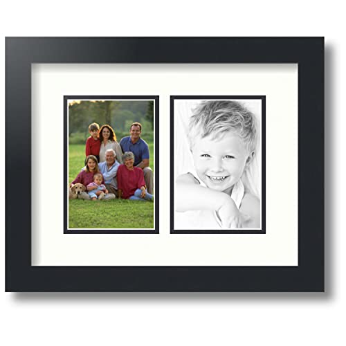 ArtToFrames Collage Photo Frame Double Mat with 2 - 4x6 Openings and Satin Black Frame