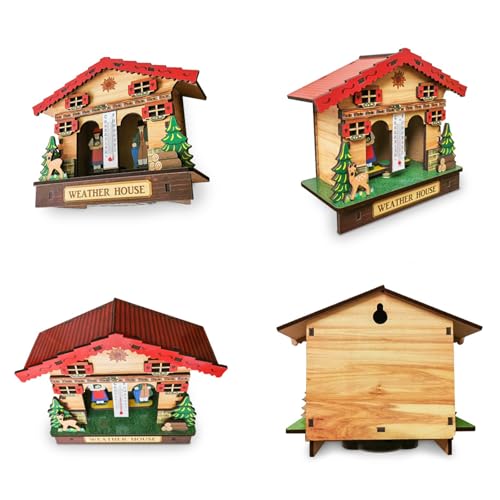 Casa meteorologica in legno con termometro igrometro, decorazione da parete per casa e ufficio