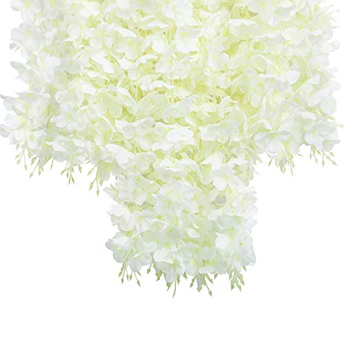 U'Artlines 24 Pack (Total 86.4 Feet) Artificial Fake Wisteria Vine Rattan Hanging Garland Silk Flowers String Home Party Wedding Decor (24, White) by U'Artlines - Image 5