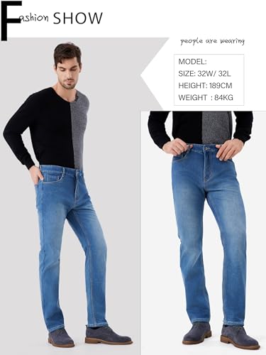 Men's Sherpa Fleece Lined Jeans Winter Thermal Pants with Stretch Denim Business Casual Straight4