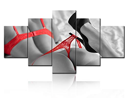 TUMOVO 5 Piece Black and White Canvas Prints Woman in Red High Heels Shoes Wall Art Model Girl Indoors Paintings Sexy Poster Picture Modern Artwork for Bedroom Decor Framed Ready to Hang(60''Wx32''H) TUMOVO 5 Piece Black and White Canvas Prints Woman in Red High Heels Shoes Wall Art Model Girl Indoors Paintings Sexy Poster Picture Modern Artwork for Bedroom Decor Framed Ready to Hang(60''Wx32''H)