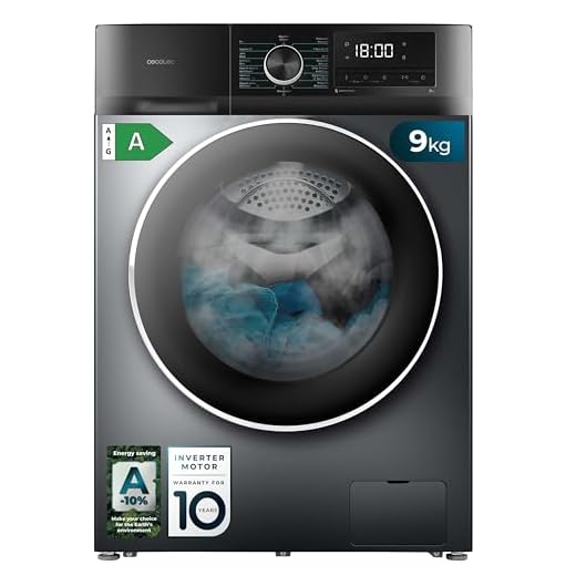 Cecotec Lavadora 9 Kg Carga Frontal Bolero Dresscode 9500 Inverter Steel A. 1900 W, 1400 rpm, Motor Inverter Plus, Bajo Consumo, 16 Programas, SteamMax, Delay Start, Acero