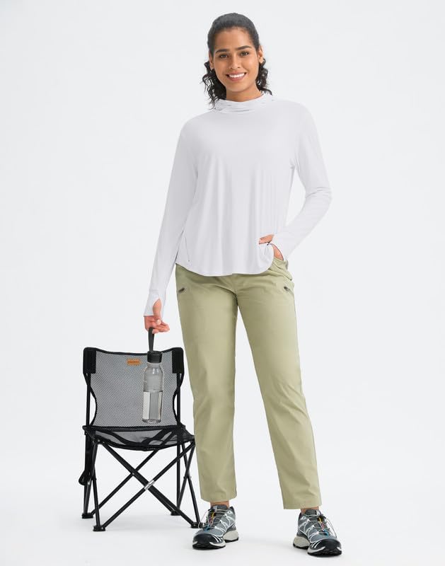 Pudolla Women's Sun Protection Shirt UPF 50+ Long Sleeve Lightweight UV Hoodie for Women Hiking Outdoor Fishing Summer - Image 6