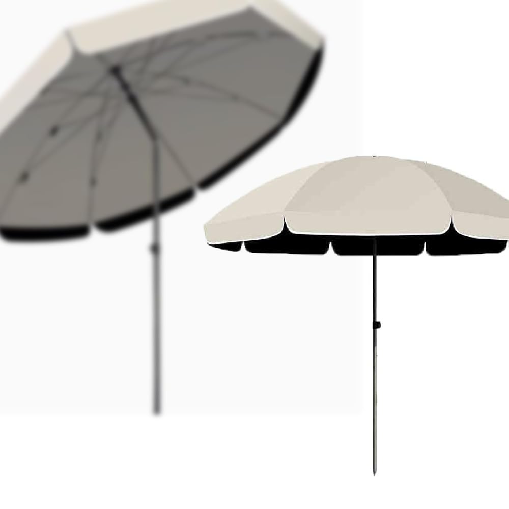 Sombrilla De Playa 200cm 240cm Parasol Exterior Patio Sombrilla De Terraza Inclinable Ajustable Protección UV50+ Sombrilla Playa Antiviento Plegable, Fácil De Plegar E Instalar(Beige,2m/6.5