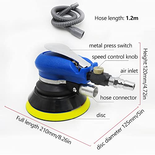 Lukeo Vacuum Air Sander Pneumatic Sander Self-Vacuum Palm Orbital Sander Grinder Polisher Sanding Machine Tool 6'' 5" 10000Rpm #TOP1