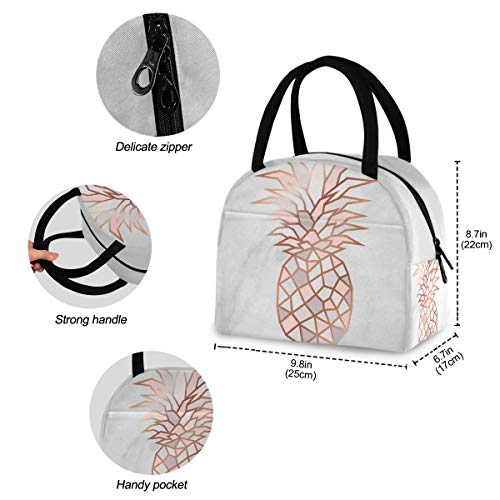 Senya Lunch Bag, Pineapple Marble Background Insulated Lunch Box Cooler Bag Tote Bag For Women Kids/Picnic/School/Work #TOP3