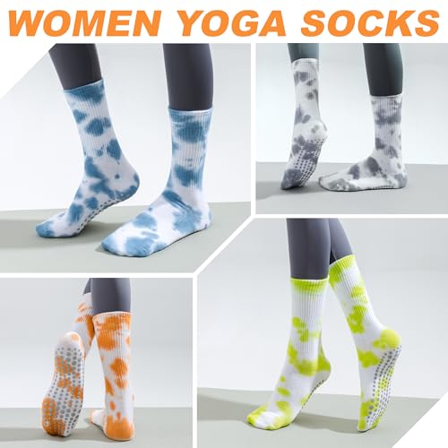 Image of Grip Socks Pilates for Women- Cute Pilates Socks- Tie Dye Non Slip Grippy Sock Woman for Yoga Barre Dance