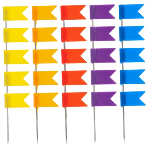 GRADENEVE 100個地図用旗押しピン カラフル マーキングピン コルクボード対応 旗用押しピン 耐久性設計で曲がりにくい 旅行地図や掲示板の整理に