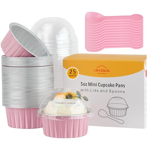 LNYZQUS 5oz Dot Cake Cups with Dome Lids Cupcake Tins Mini Cake Pans