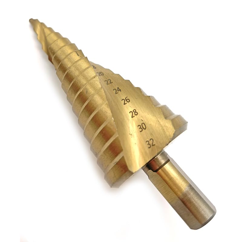 Broca escalonada, Broca cónica escalonada HSS, 6 piezas 4-12 mm 4-20 mm 4-32 mm Broca de titanio HSS Herramientas eléctricas de perforación Espiral de metal Acero de alta velocidad Cortador de agujero