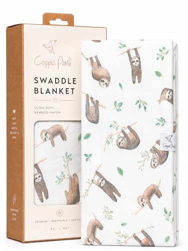 Image of Copper Pearl Swaddle Blankets for Newborns | Soft Stretchy Receiving Blankets for Boys and Girls | Large 46 x 46 Inch Baby Blankets | Lightweight and Breathable Swaddles | Noah