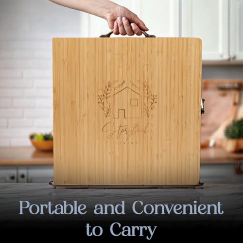 Image of Large Bamboo Charcuterie Board with Magnetic Knife Set