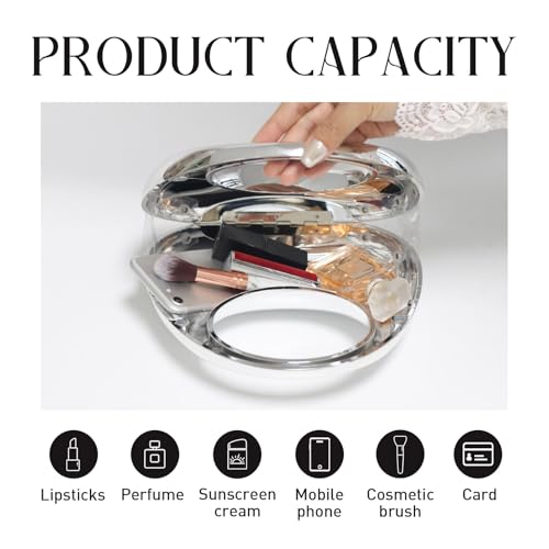 Image of Acrylic Evening Handbags for Women Unique Moon Shape Clutch Purse Top-handle Hobo Bag for Wedding Party Cocktail