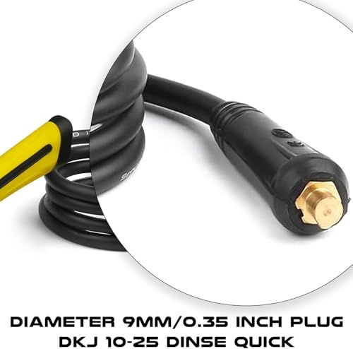 Image of SSIMDER Welding Stinger Electrode Holder with Lead and Ground Clamp, Supports Dinse 10-25 & 35-50 Connectors, 600A Heavy Duty Welding Rod Holder for ARC Stick Welding, Home DIY, Auto Repair