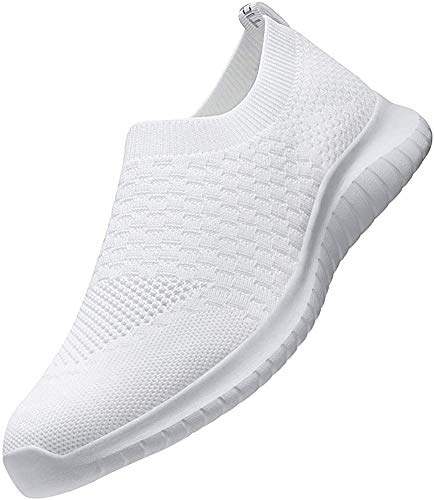 TIOSEBON Women's Walking Shoes Lightweight Breathable Yoga Travel Sneakers 8 US All White - Thumbnail 2