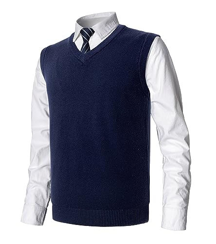 MeiLayM Hombre Invierno Sin Mangas con Cuello En V Chaleco Casual de Negocios Casual Suéter Sin Mangas Punto Chaleco suéter Caballero Suéter Cardigans Tank Tops