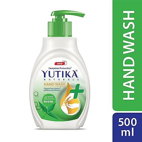 Image of Yuthika Hand Wash - Liquid Hand Wash with 100% Natural Neem Extract | pH Balanced Formula for Effective Germ Protection | Gentle and Refreshing Cleansing | 500ml Bottle (Pack of 1)