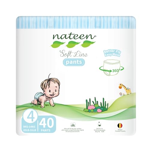 Nateen Soft Line Baby Pants Diapers,Size 4 (9-14kg),Large Baby Pull Ups,40 Count Diaper Pants,Super Soft and Breathable Baby Diapers