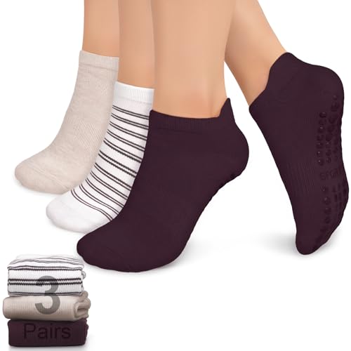 Image of yeuG Pilates Socks for Women Non Slip Grip Socks for Yoga, Barre, Hospital, Barefoot Grippy Yoga Sock Womens Gifts 4 Pairs