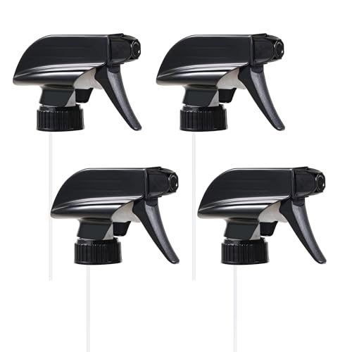 Visberius 4 Pack Trigger Sprayers Replacement Spray Nozzles with Mist Stream Sprayer for 8oz/16oz Glass Spray Bottles Quality Spray Nozzles for Home Kitchen Garden and Office Cleaning Solutions