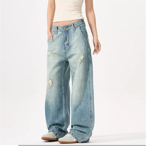 Men's Stylish Denim Jeans, Patchwork Design, Trendy Loose Fit, Wide Leg Trousers4