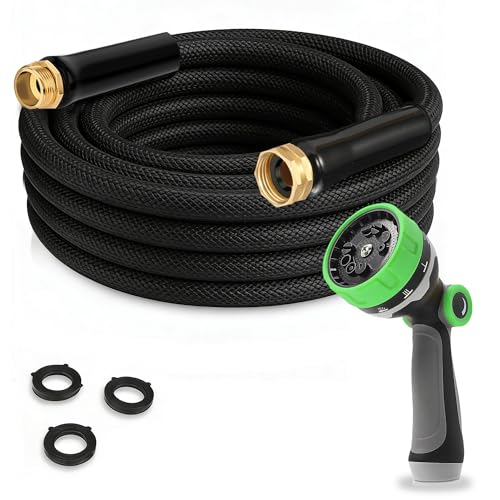 Flexible Garden Hose 25FT, High Output Water Hose, Lightweight, Abrasion Resistant Outdoor Hose with Leak-Proof Brass Fittings for RV, Camping, and Irrigation by Generic - Used condition - US$17.09