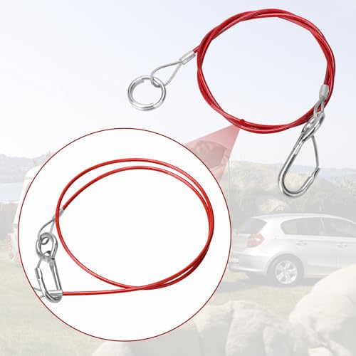 2 Stück Abreißseil Rot, 1 Meter Bremsseil, Sicherungsseil für Alle Gängigen Gebremsten Anhänger