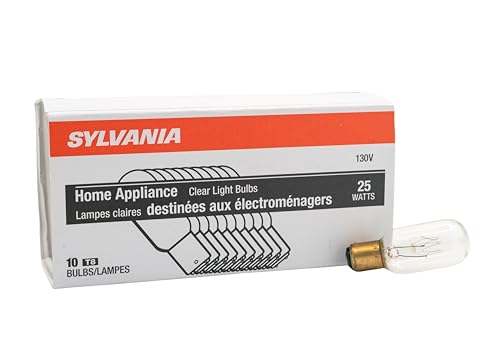 Sylvania Incandescent T8 BA15d Base 25 Watt Appliance Light Bulbs, 10 Pack