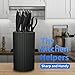 HUNTER.DUAL Knife Set, 8-Piece Kitchen Knife Set for Chef, Sharp Knife Set with Universal Knife Block, Anti-Rust Kitchen Knife Block Set, Ergonomical Design (Black)