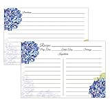 Recipe Cards 4x6, Premium Double-Sided Recipe Cards for Wedding, Bridal Shower, Housewarming, Set of 60 (4x6, Blue Hydrangea)