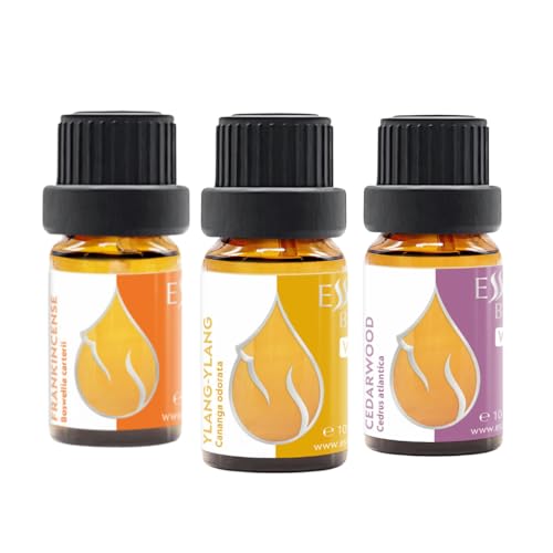 Set 'Meditación Nocturna' Aceites Esenciales Orgánicos | Incienso (5 ml) + Ylang Ylang (10 ml) + Cedro (10 ml) | 100% Puros y Naturales | Sin Diluir | Grado terapéutico | Sin OMG | 3 unidades