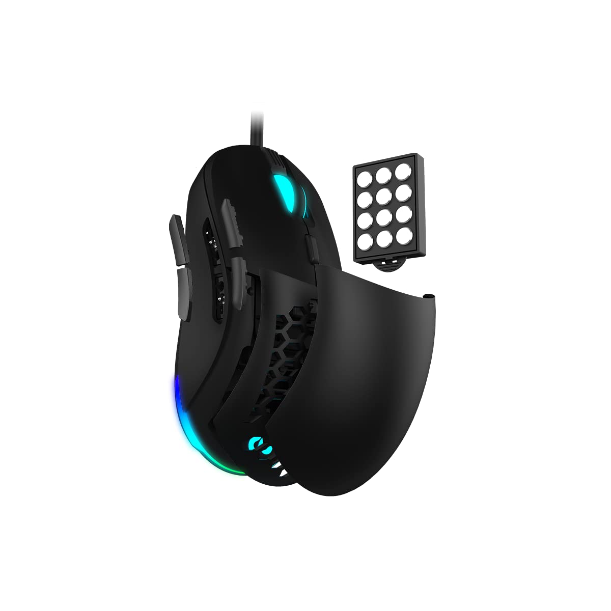 Mouse da gioco professionale Newskill Arakne Tournament, cablato, RGB personalizzabile, sensore ottico, 16000 DPI regolabili, 9 pulsanti programmabili, peso personalizzabile, nero