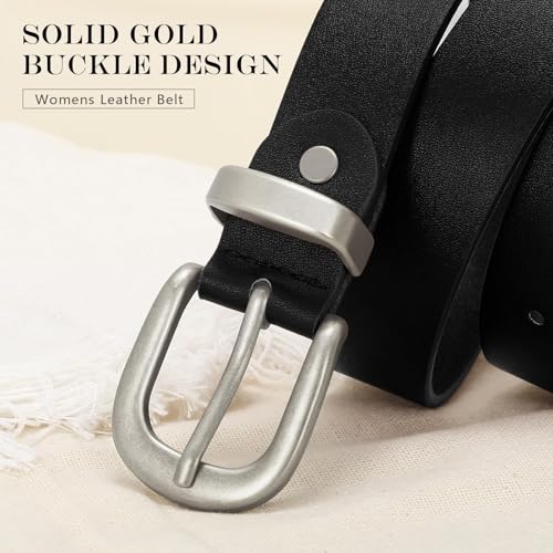 VONMELLI Women's Belt for Jean, Leather Belt for Women Dress Pant with Fashion Gold Buckle4