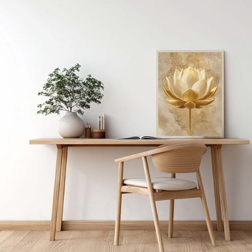 Maison Decor Sans Cadre Lotus Zen Doré pour habiller vos murs - 3