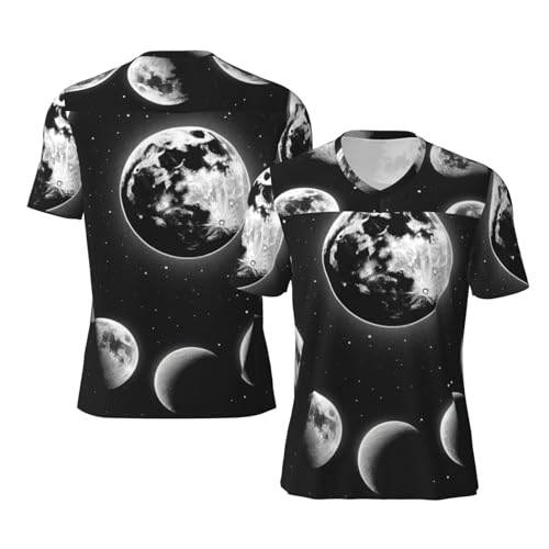 Stylish Athletic Sports Jersey Moon-Phases-Starry Men's Rugby Jersey Xx-Large Black