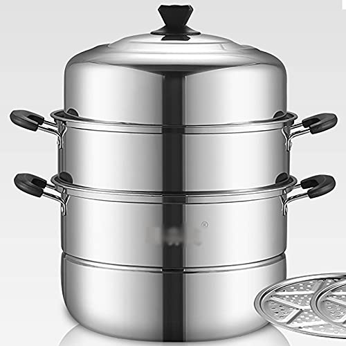 SaryEdge Olla de Vapor/Sopa de Acero Inoxidable para el hogar, cajón para cocinar Pescado al Vapor, Bollos al Vapor, Cocina de inducción, Estufa de Gas Universal, 38 cm,38cm