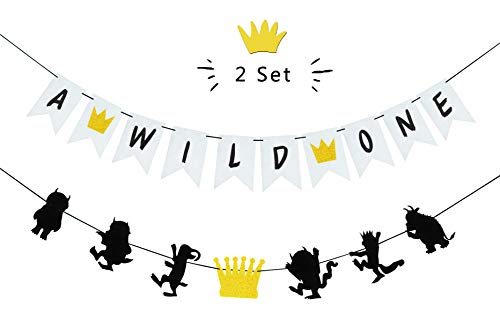 Wild One Banner and Wild Things Banner Birthday Theme Party Supplies
