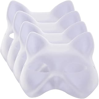 TOYANDONA Máscara De Dia Das Bruxas 4Pcs De Gato Para Pintar De Gato DIY De Papel Branco Pintáveis Em Branco Vestir-Se De Animais Para Crianças Disfarce Halloween Máscara De Festa