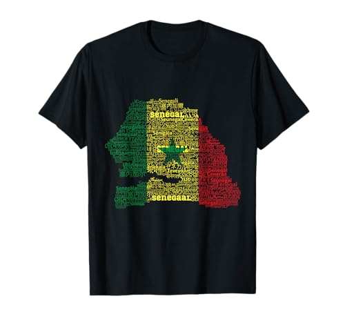 Senegal Flag Map, Senegal en idiomas del mundo Camiseta