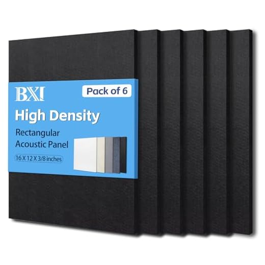 BXI Sound Absorber - 16 X 12 X 3/8 Inches 6 Pack High Density Acoustic Absorption Panel, Sound Absorbing Panels Reduce Echo Reverb, Tackable Acoustic Panels for Wall and Ceiling Acoustic Treatment