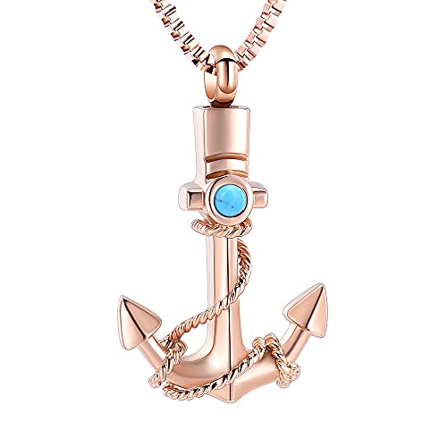 XSMZB Anchor Pendant Cremation Jewelry for Ashes Memorial Urn Necklace Navy Sailor Ashes Holder Stainless Steel Keepsake